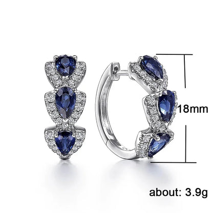Blue Zirconia Hoop Earrings