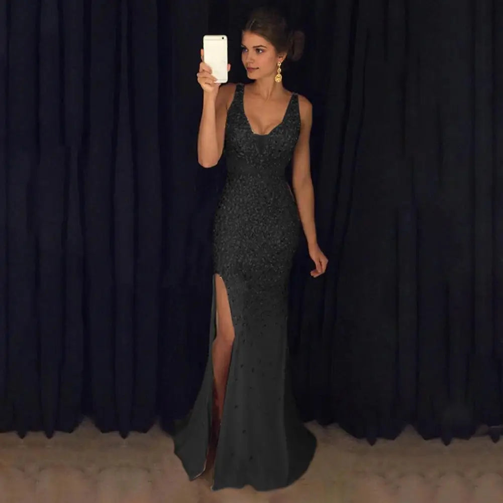 Sequin Mesh Evening Party Dress