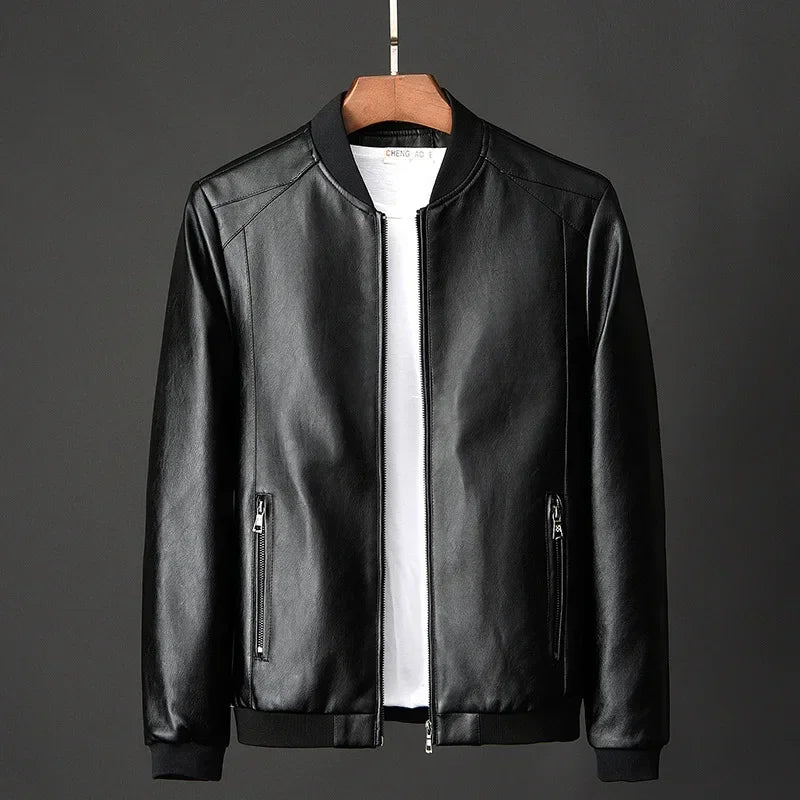 Men’s Black PU Leather Biker Jacket