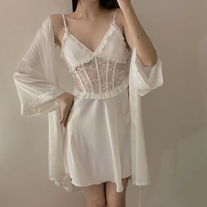 2 Pcs Nighty & Bathrobe Set