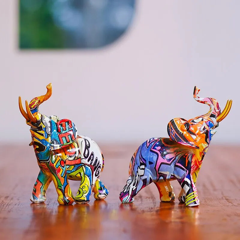 Colorful Resin Elephant Figurine