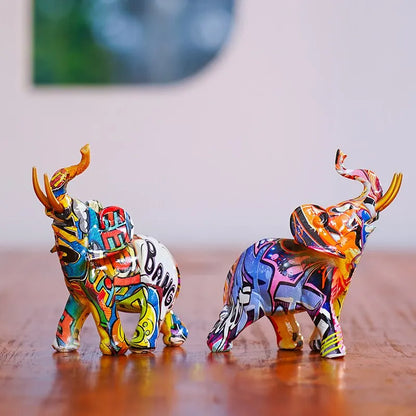 Colorful Resin Elephant Figurine