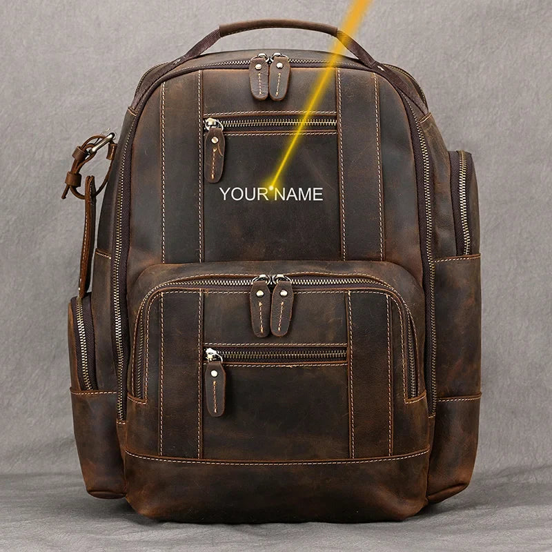 Men’s Retro Leather Travel Backpack