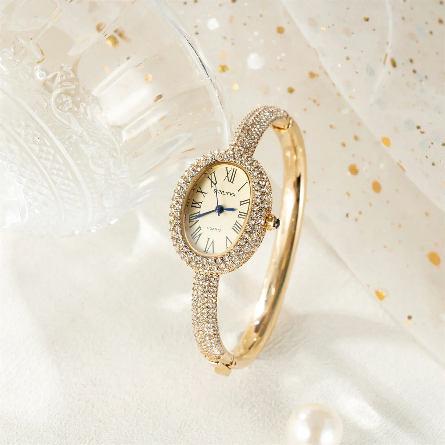 Elegant Rhinestone Oval Women’s Watch