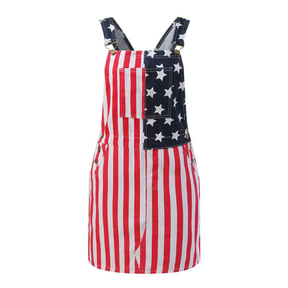 Women American Flag Stripes Romper