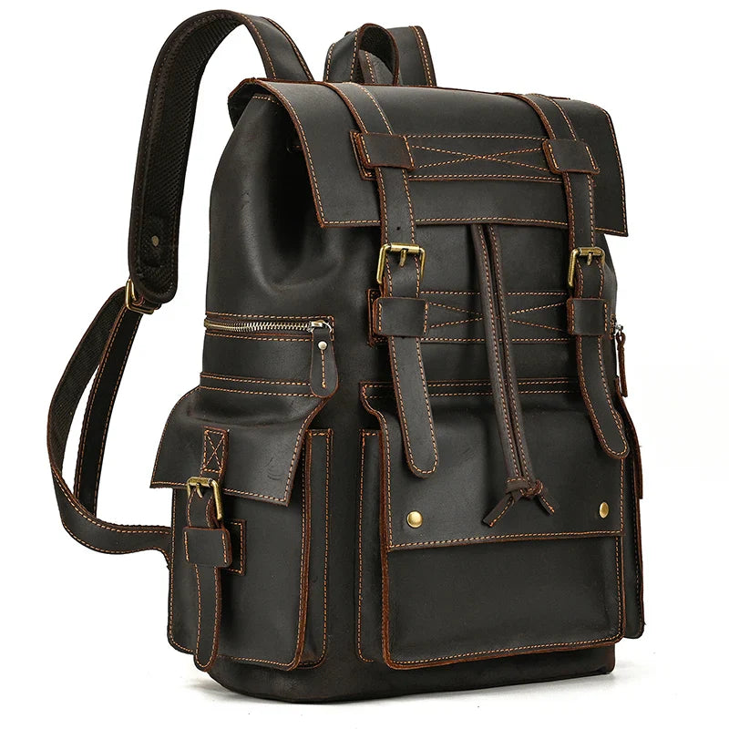 Men’s Retro Leather Travel Backpack