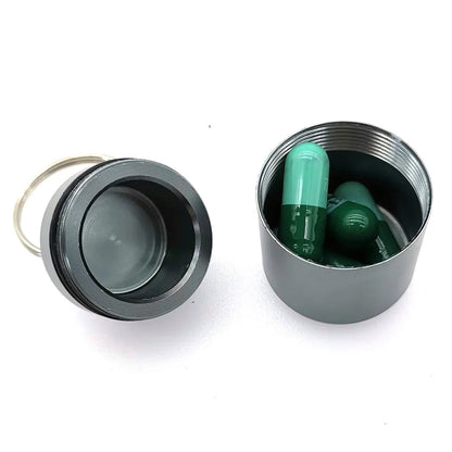Mini Aluminum Pill Case with Keychain