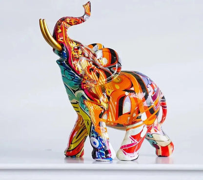 Colorful Resin Elephant Figurine