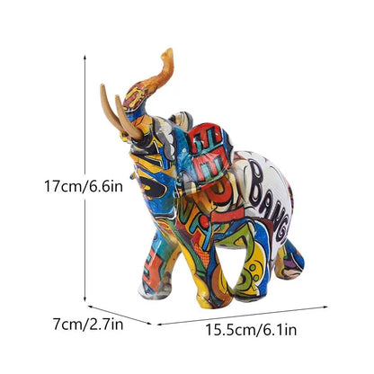 Colorful Resin Elephant Figurine