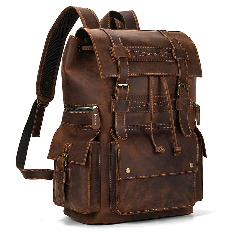Men’s Retro Leather Travel Backpack