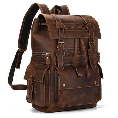 Men’s Retro Leather Travel Backpack