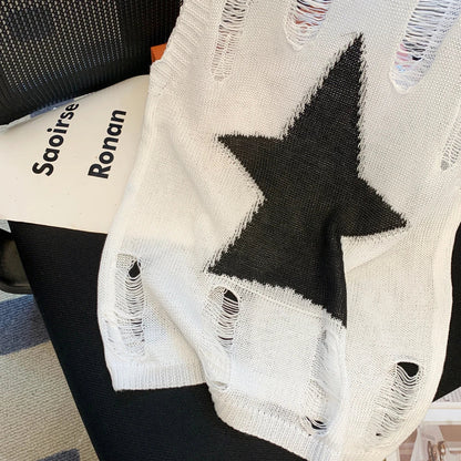 Sleeveless Hollow Knit Tank