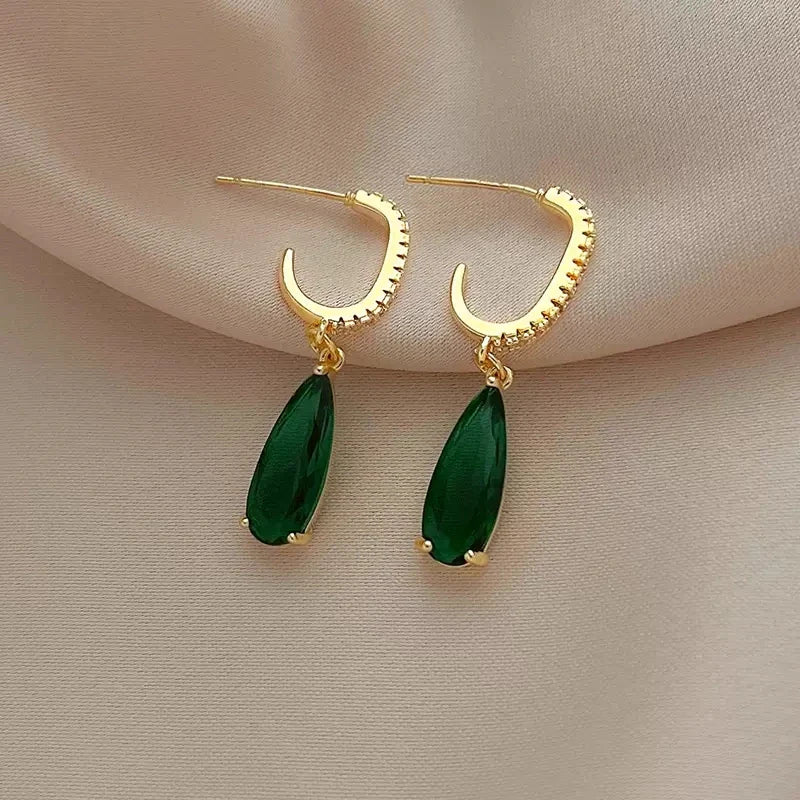 Pear Green CZ Earrings