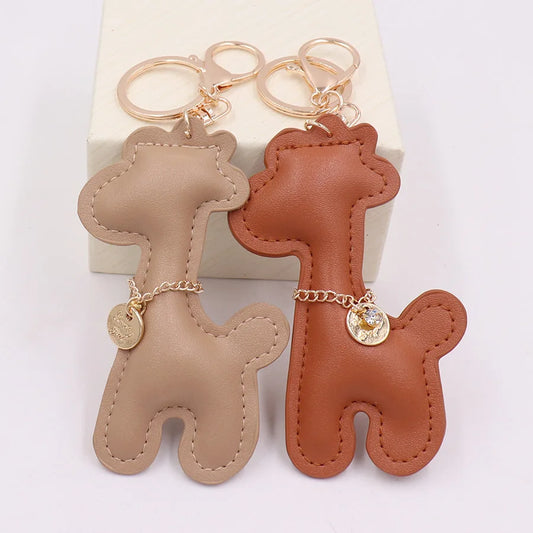 Fashion Leather Giraffe Keychain