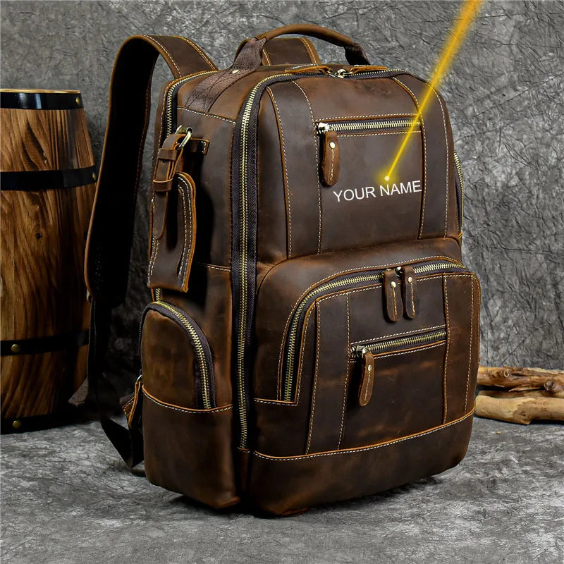 Men’s Retro Leather Travel Backpack