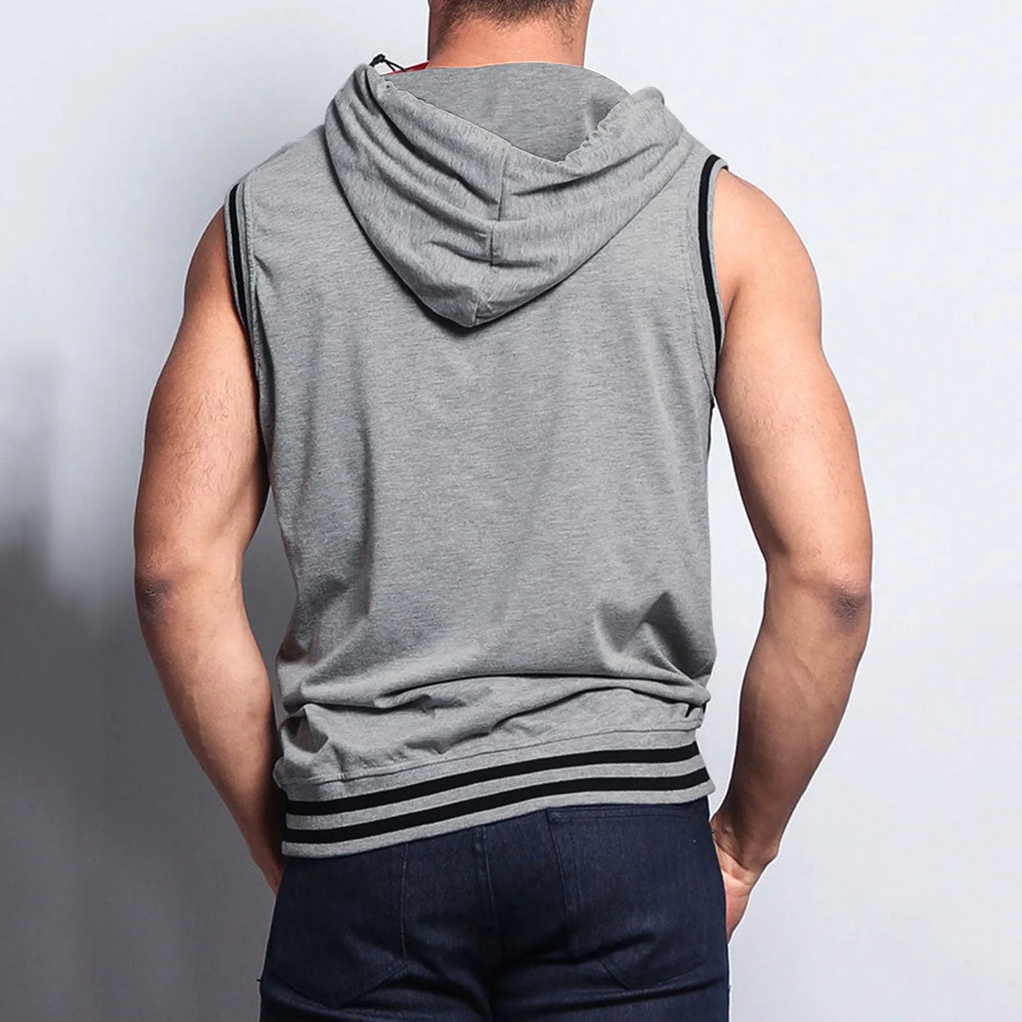 Men Zipper Hoodie Tank Top
