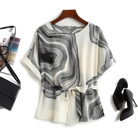 Vortex Striped Design Women Shirt