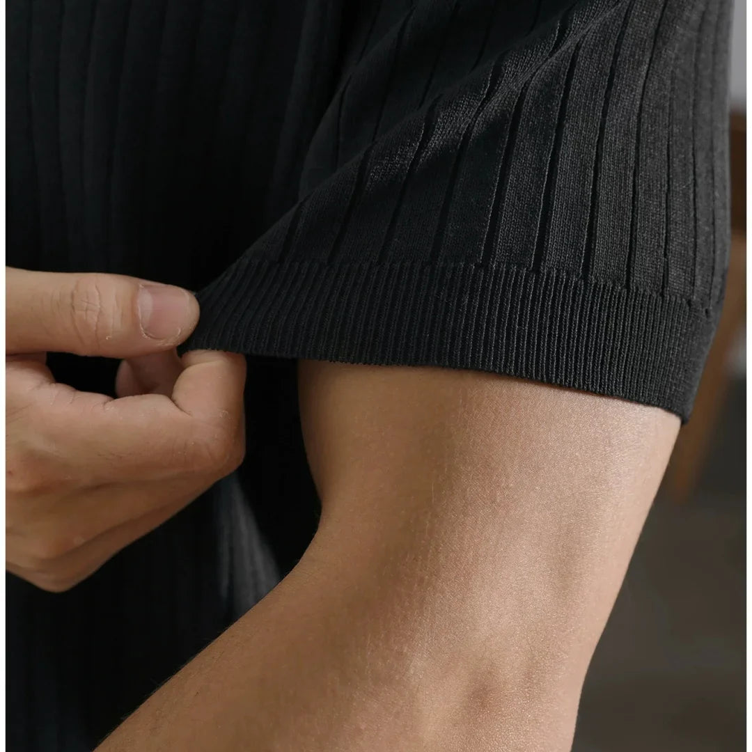 Breathable Striped Polo Shirt