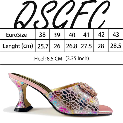 Queena Yan Italian Pink Rhinestone Heels