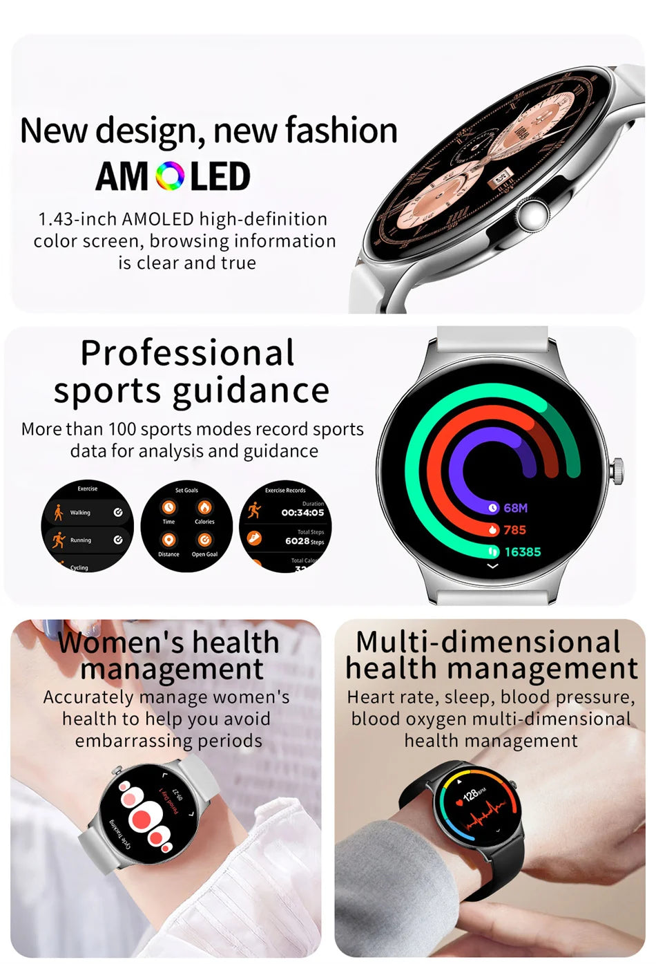 V89 AMOLED Smartwatch for Women – Slim, Stylish & Bluetooth Calling
