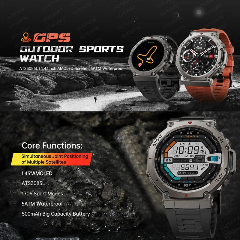 T-Rex 3 Military GPS Smartwatch – Rugged & Waterproof