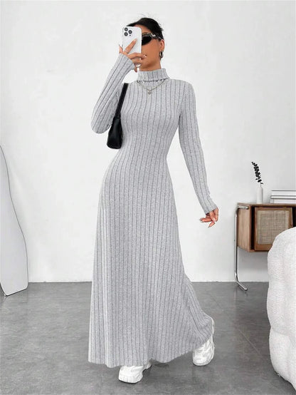 Turtleneck Knit Maxi Dress