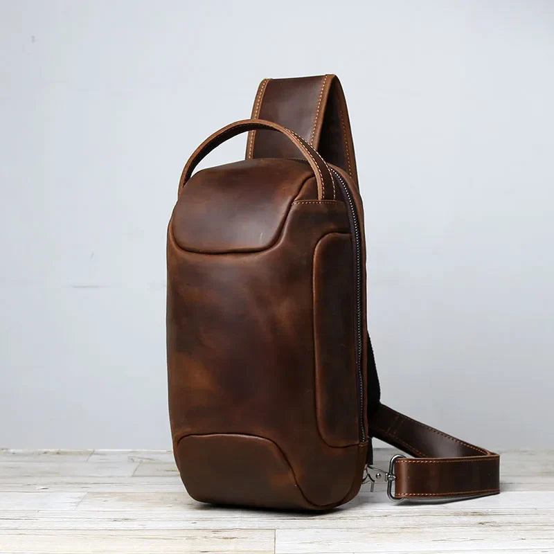 Men’s Retro Leather Crossbody Chest Bag