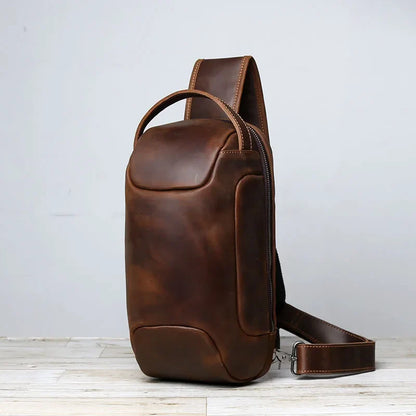 Men’s Retro Leather Crossbody Chest Bag