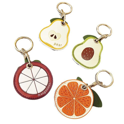 Fruit Shape Leather AirTag Keychain