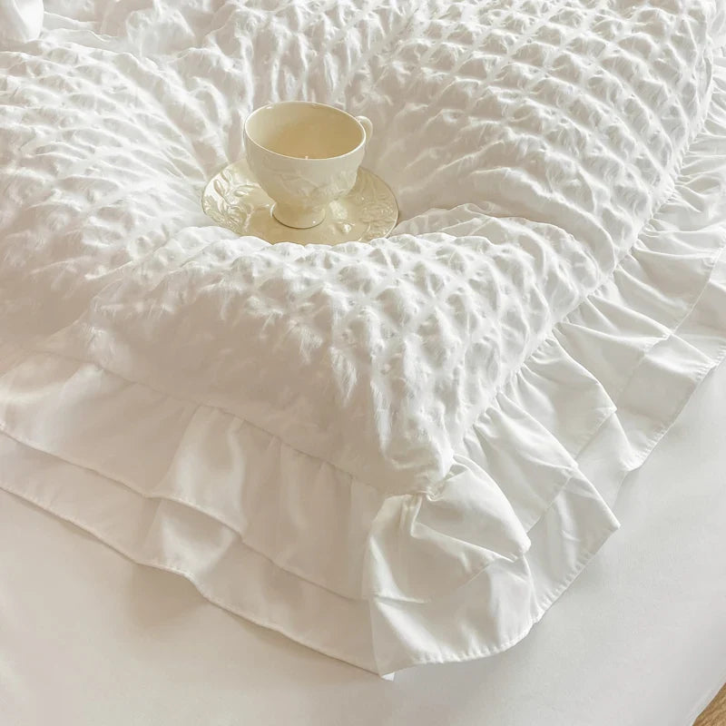 Korean Lace Seersucker Bedding Set