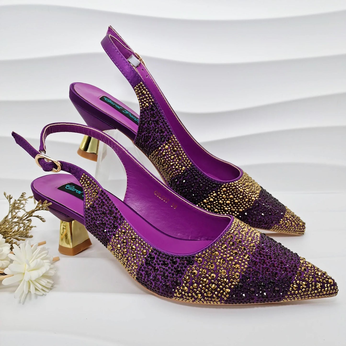 Italian Elegance: Sky Blue Rhinestone Satin Heels