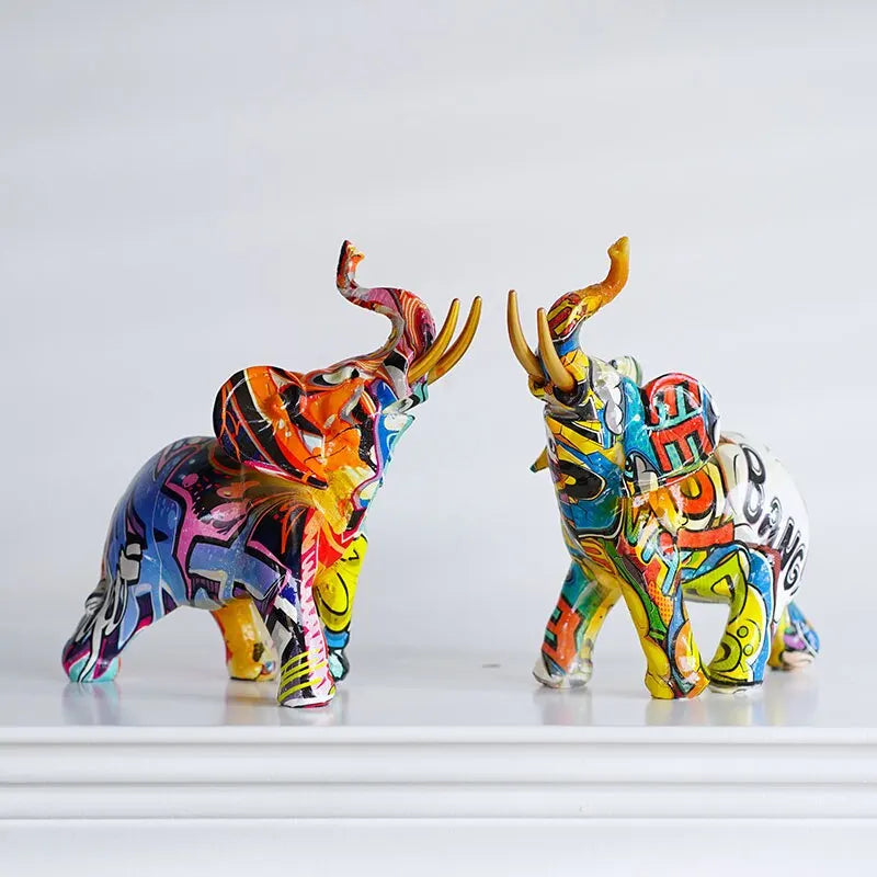 Colorful Resin Elephant Figurine