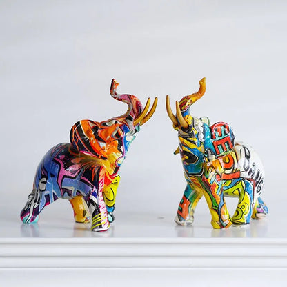 Colorful Resin Elephant Figurine