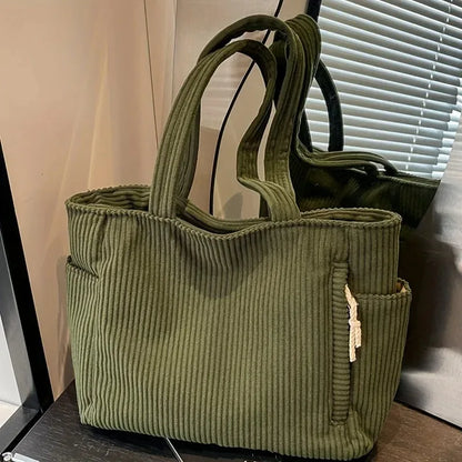 Casual Corduroy Shoulder Bag