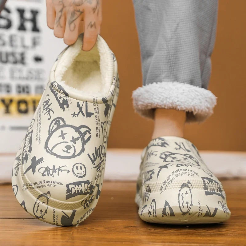 Men’s Warm Waterproof Non-Slip Cotton Slippers