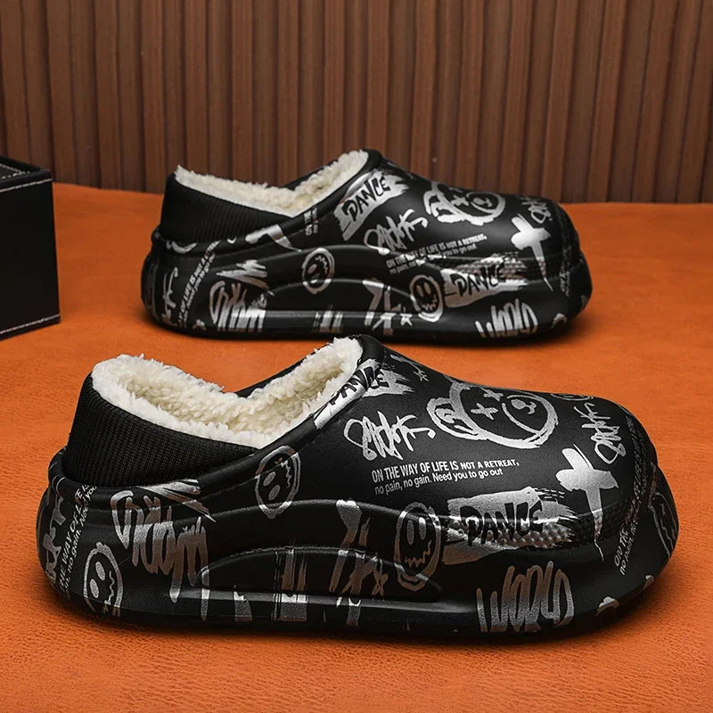 Men’s Warm Waterproof Non-Slip Cotton Slippers