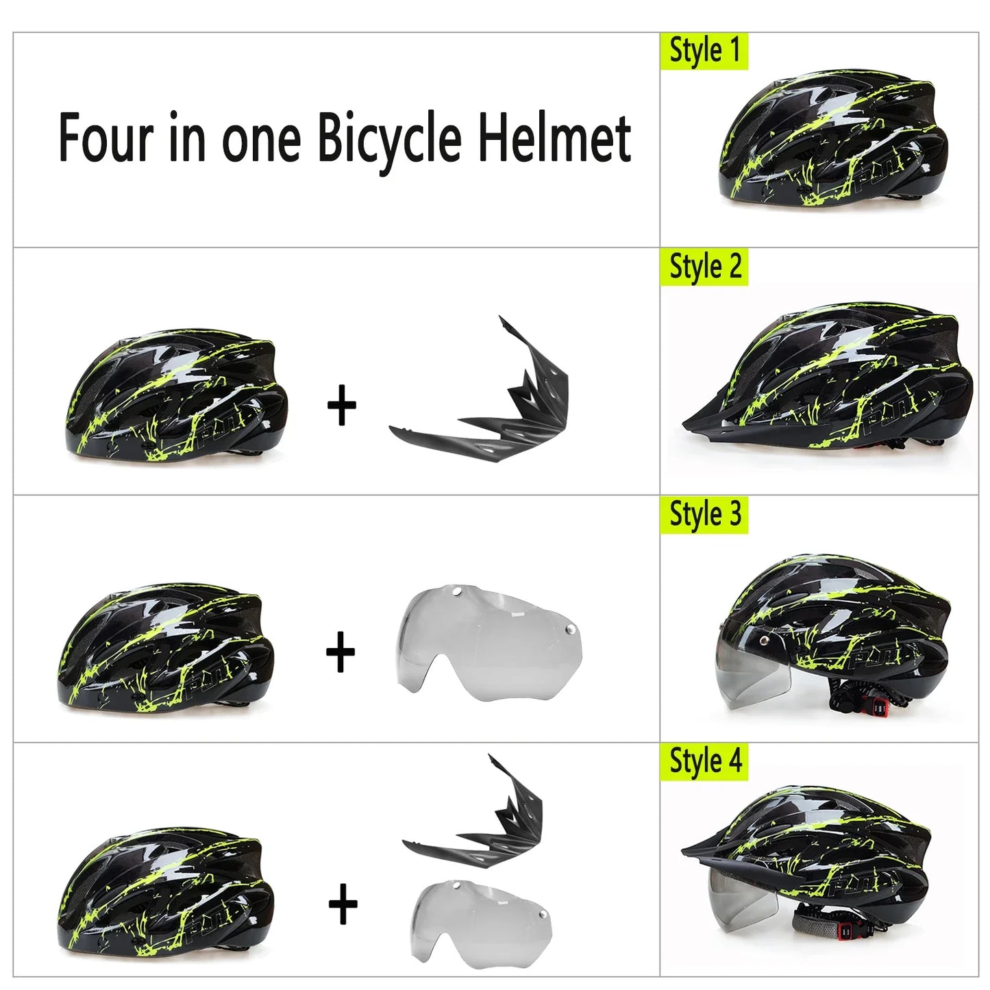 Lightweight Cycling Helmet with Goggles and Visor