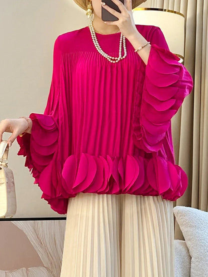 Pleated Appliques Fashion Top