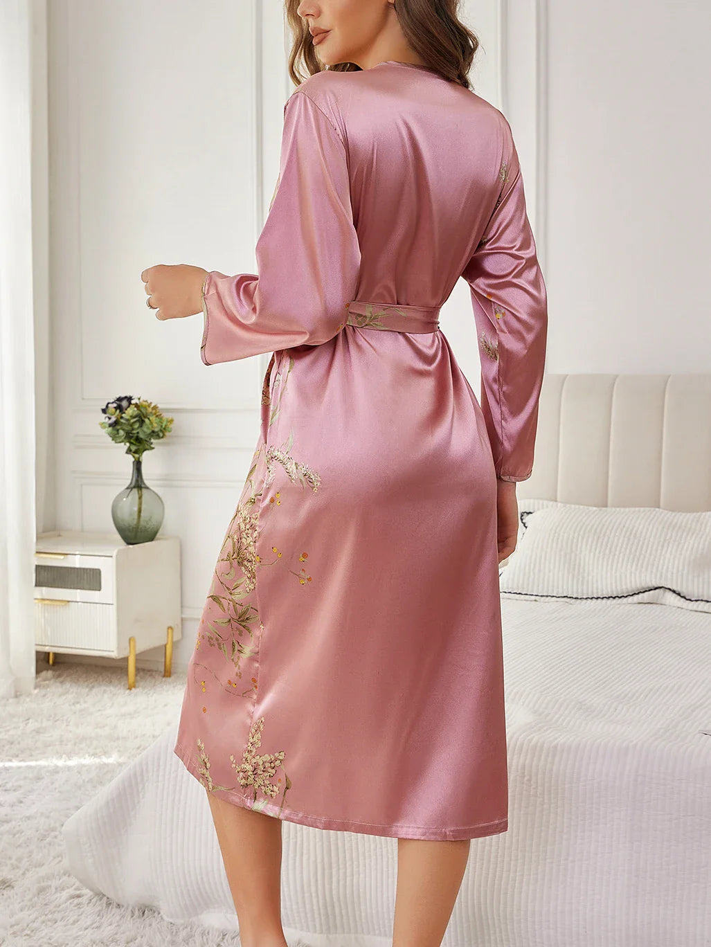 Elegant Silk Floral Robe