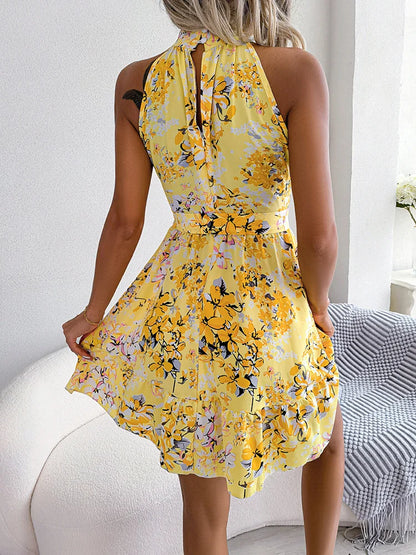 Summer Floral Halter Dress