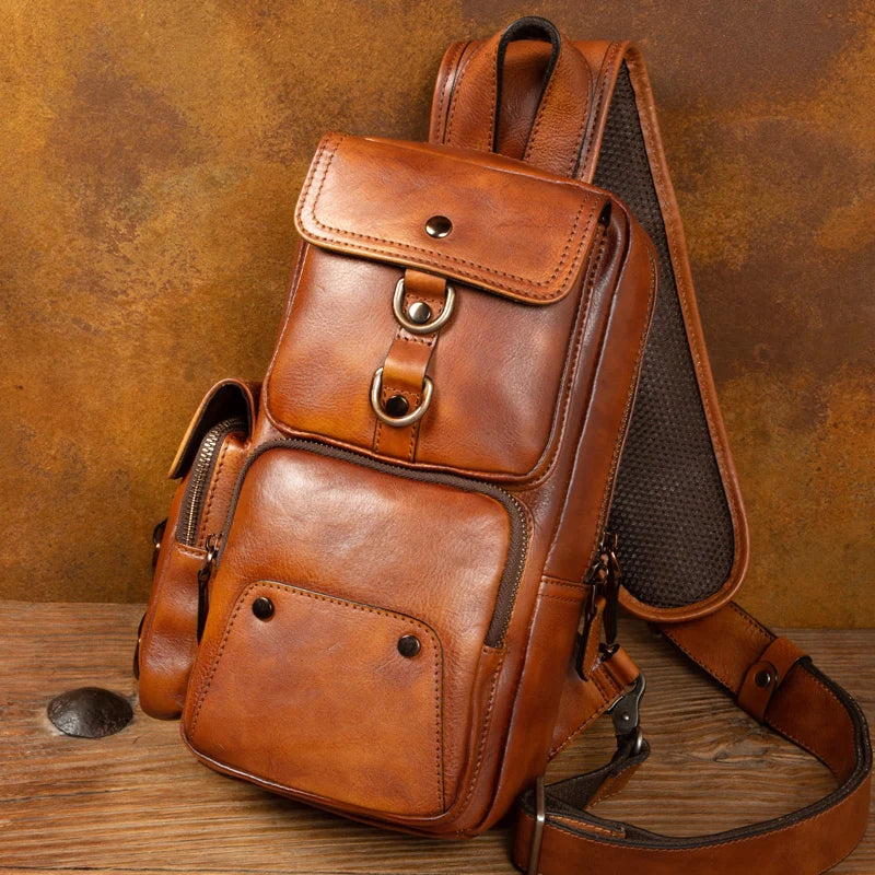 Retro Leather Crossbody Chest Bag