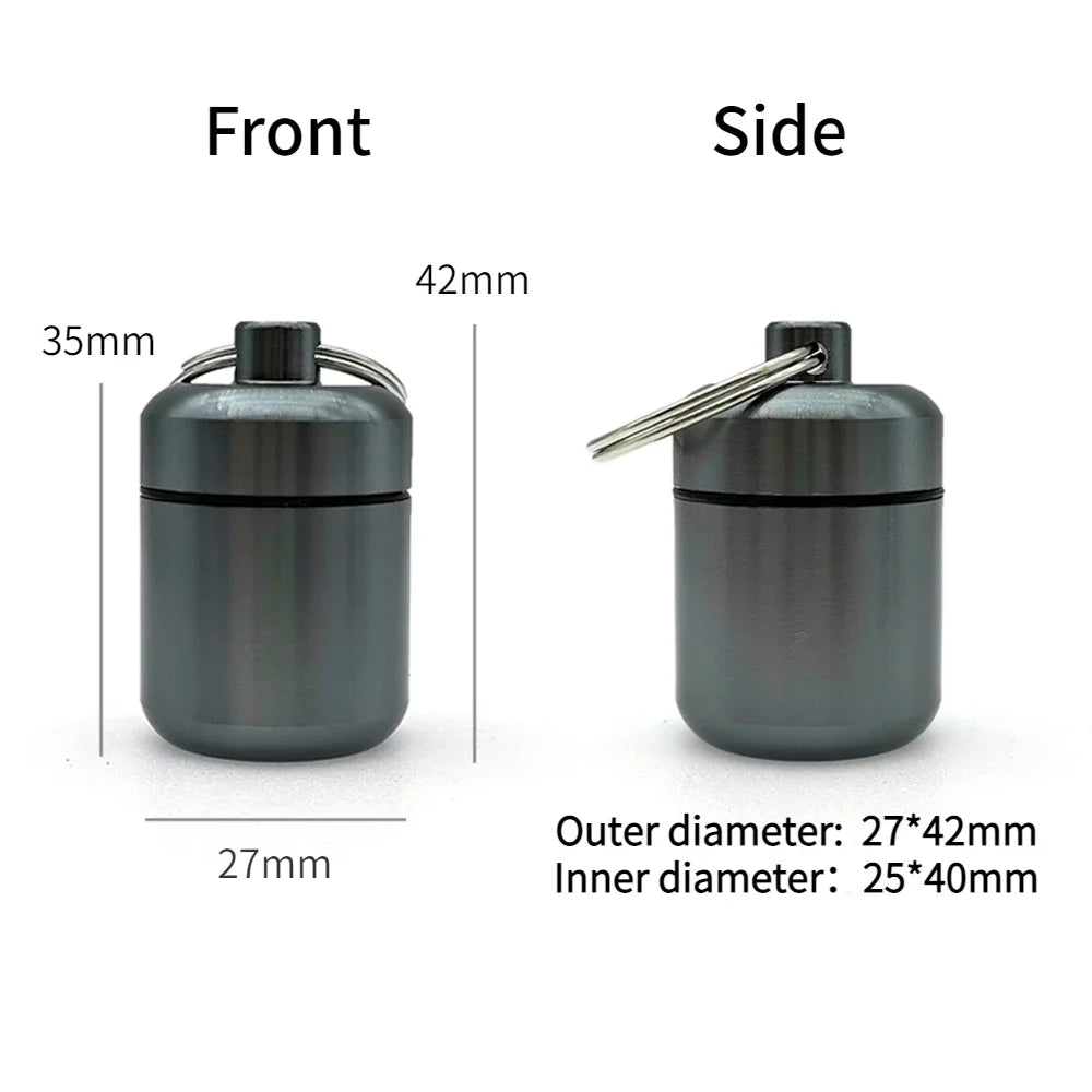 Mini Aluminum Pill Case with Keychain