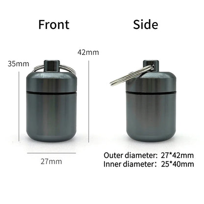 Mini Aluminum Pill Case with Keychain