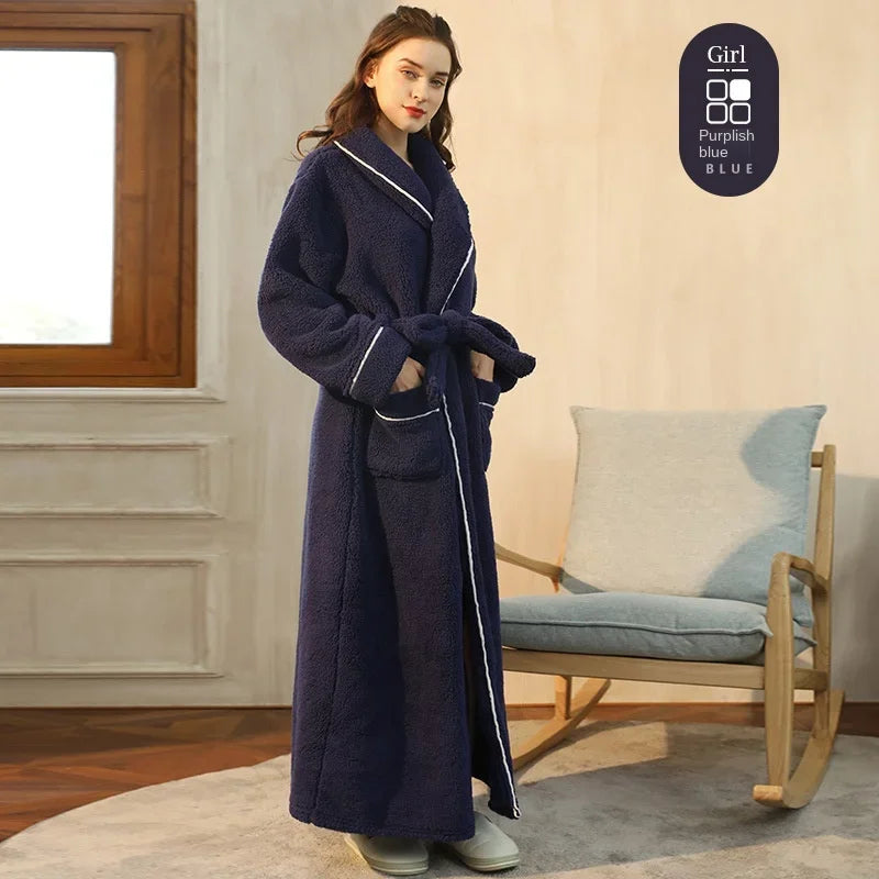 Autumn Winter Thick Cotton Flannel Bathrobe