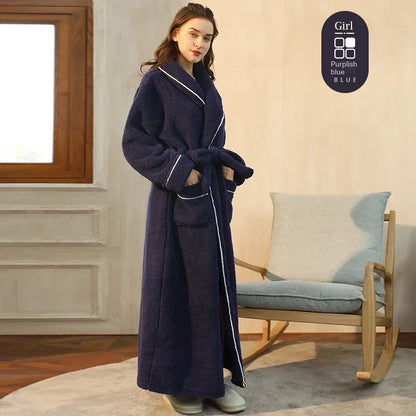 Autumn Winter Thick Cotton Flannel Bathrobe