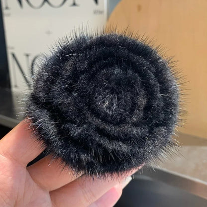 Real Mink Fur Flower Brooch