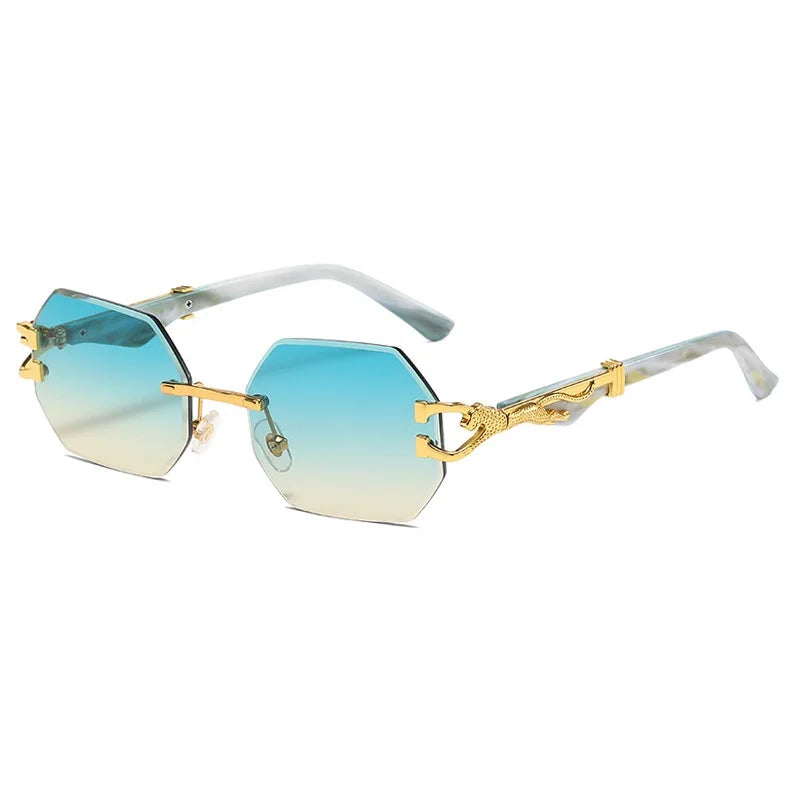 Retro Hexagon Rimless Sunglasses