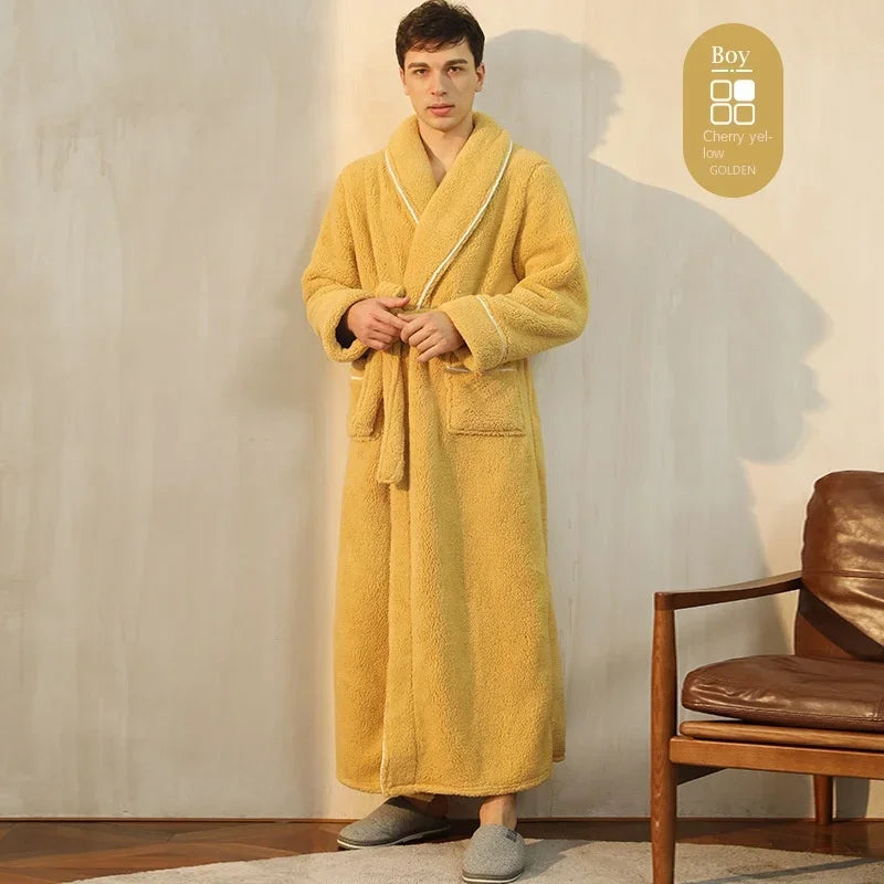 Autumn Winter Thick Cotton Flannel Bathrobe