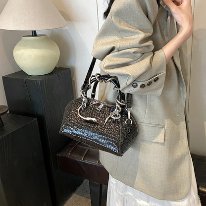 Snake Decor Crossbody Bag