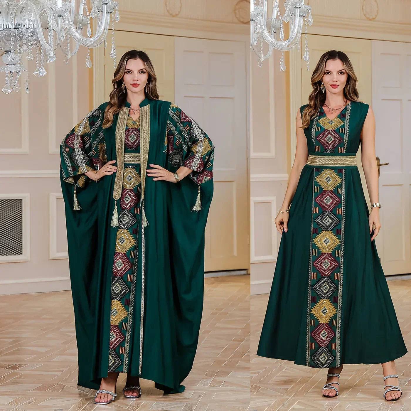 Open Kaftan Abaya Suit